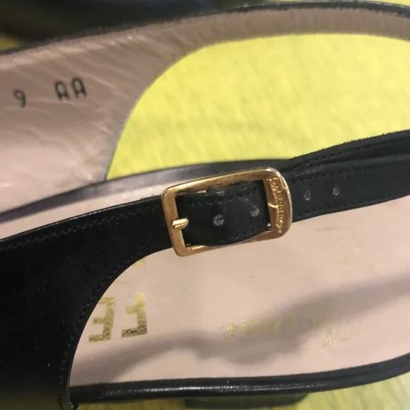 Salvatore Ferragamo Black Sling Back Shoes Saks Fifth Avenue - Picture 11 of 14